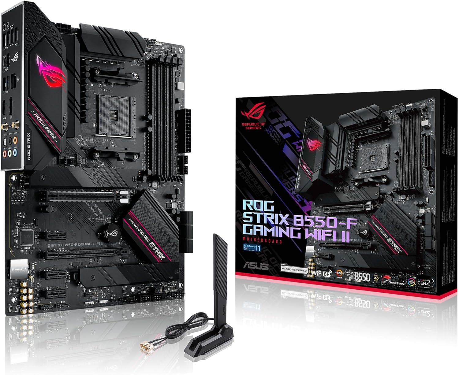 Image of Ausus ROG B550-F Motherboard. Image copyright is from Amazon.